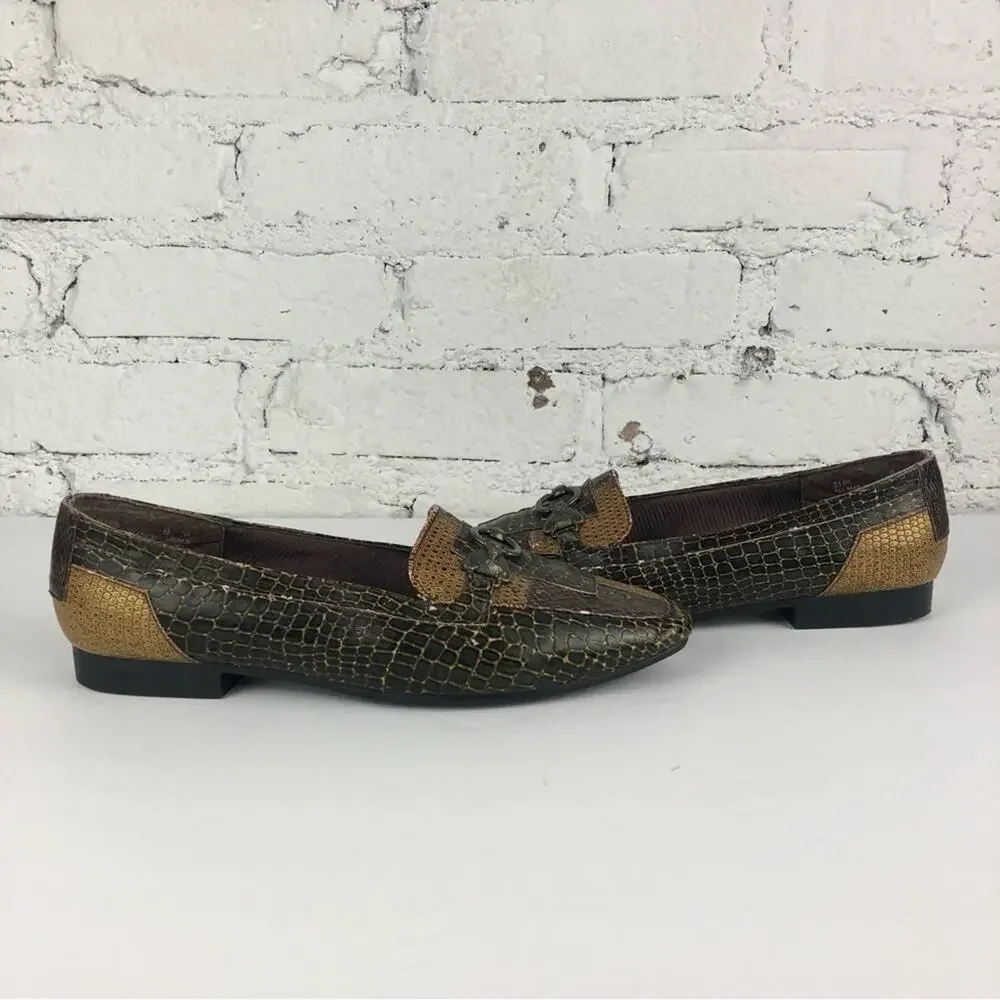 Vintage Annie Patchwork Faux Animal Tiger Accent Loafers